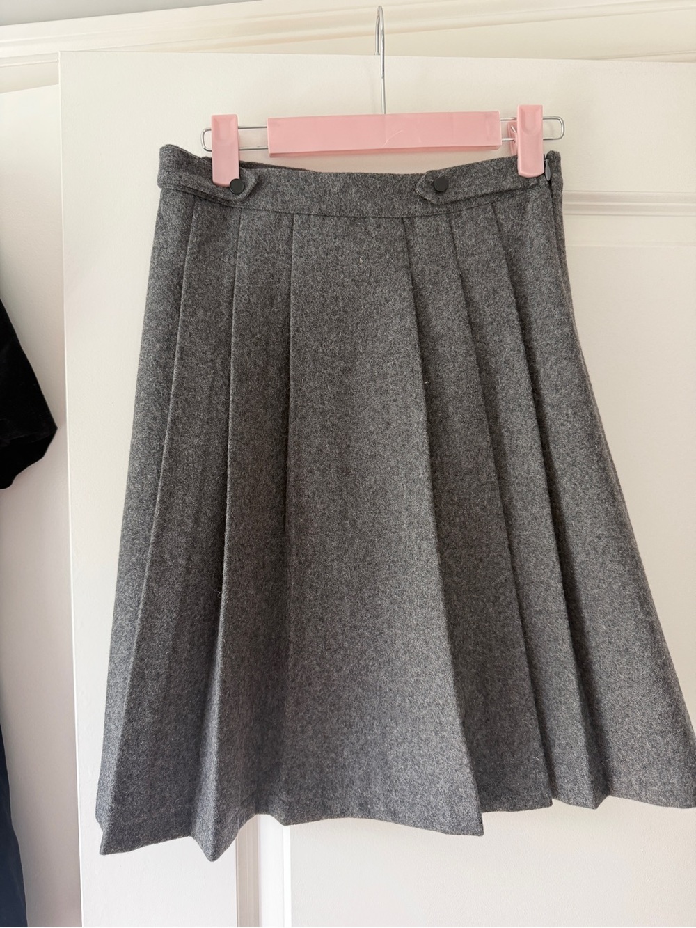 Girls' Pleated Grey Wool-Blend Skirt